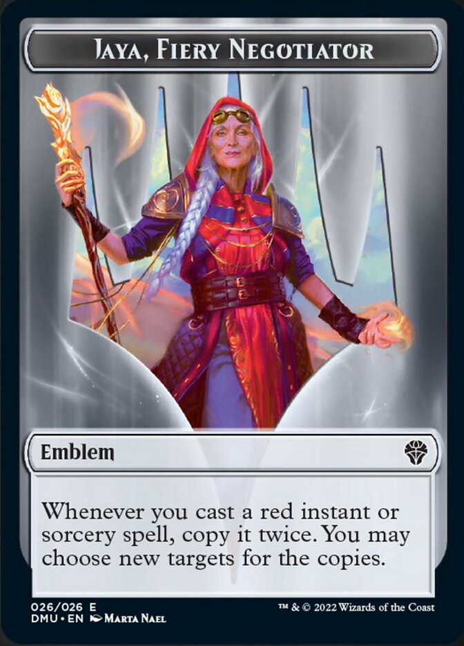 Jaya, Fiery Negotiator Emblem [Dominaria United Tokens] | Exor Games Truro