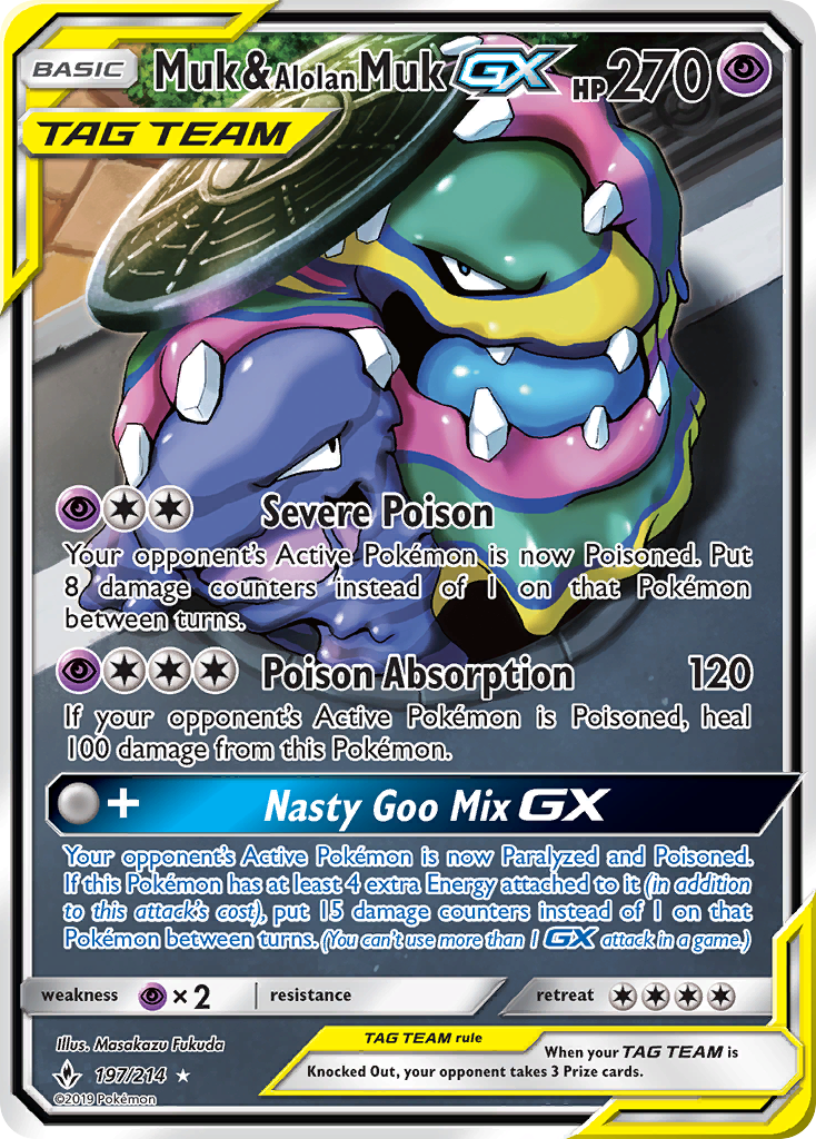 Muk & Alolan Muk GX (197/214) [Sun & Moon: Unbroken Bonds] | Exor Games Truro