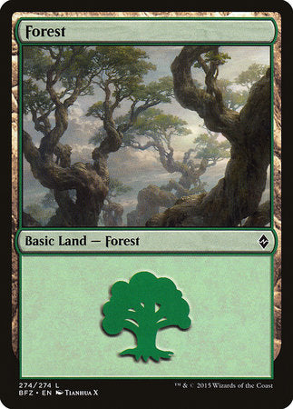 Forest (274) [Battle for Zendikar] | Exor Games Truro