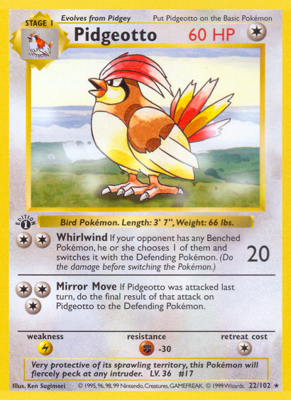 Pidgeotto (22/102) (Shadowless) [Base Set 1st Edition] | Exor Games Truro