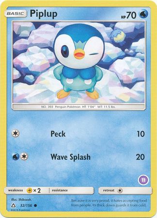 Piplup (32/156) (Deck Exclusive #11) [Sun & Moon: Trainer Kit - Alolan Sandslash] | Exor Games Truro