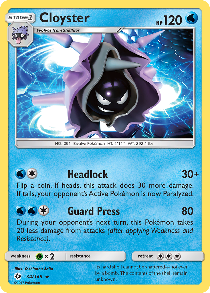 Cloyster (34/149) [Sun & Moon: Base Set] | Exor Games Truro