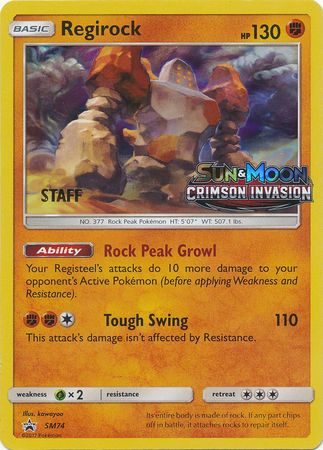 Regirock (SM74) (Staff Prerelease Promo) [Sun & Moon: Black Star Promos] | Exor Games Truro