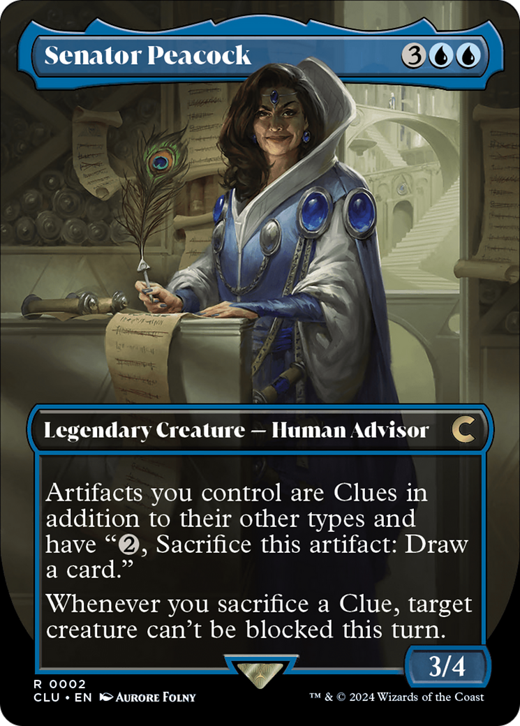 Senator Peacock (Borderless) [Ravnica: Clue Edition] | Exor Games Truro