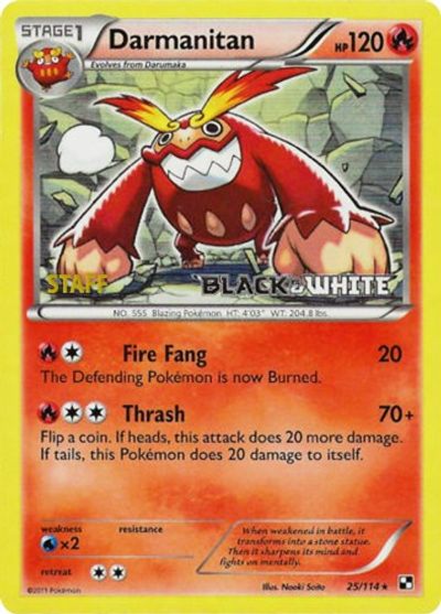 Darmanitan (25/114) (Staff Prerelease Promo) [Black & White: Black Star Promos] | Exor Games Truro