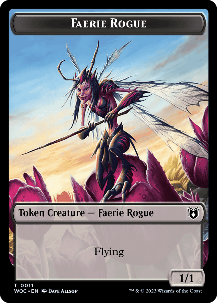 Faerie Rogue // Pirate (0011) Double-Sided Token [Wilds of Eldraine Commander Tokens] | Exor Games Truro