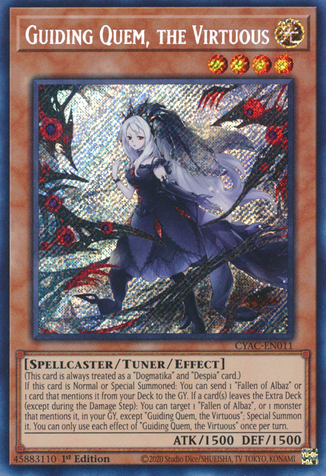 Guiding Quem, the Virtuous [CYAC-EN011] Secret Rare | Exor Games Truro