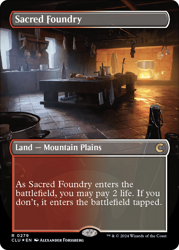 Sacred Foundry (Borderless) [Ravnica: Clue Edition] | Exor Games Truro