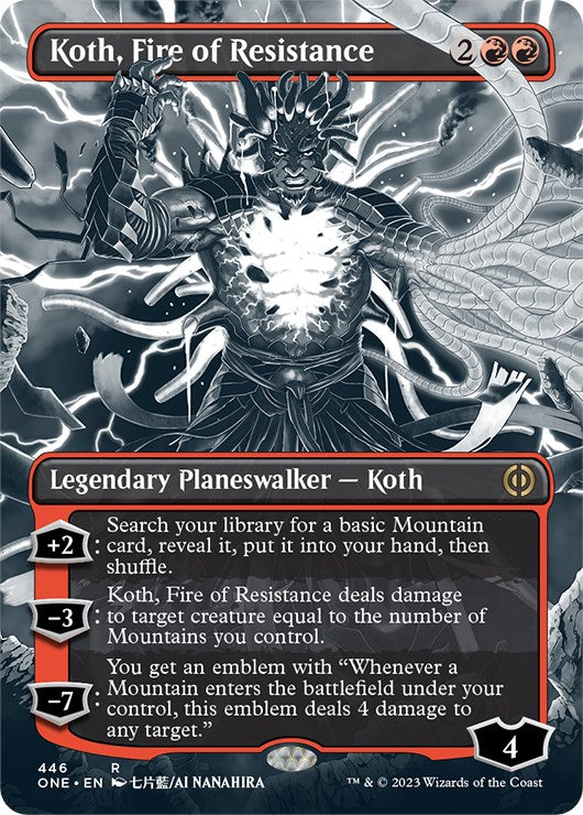 Koth, Fire of Resistance (Borderless Manga Step-and-Compleat Foil) [Phyrexia: All Will Be One] | Exor Games Truro