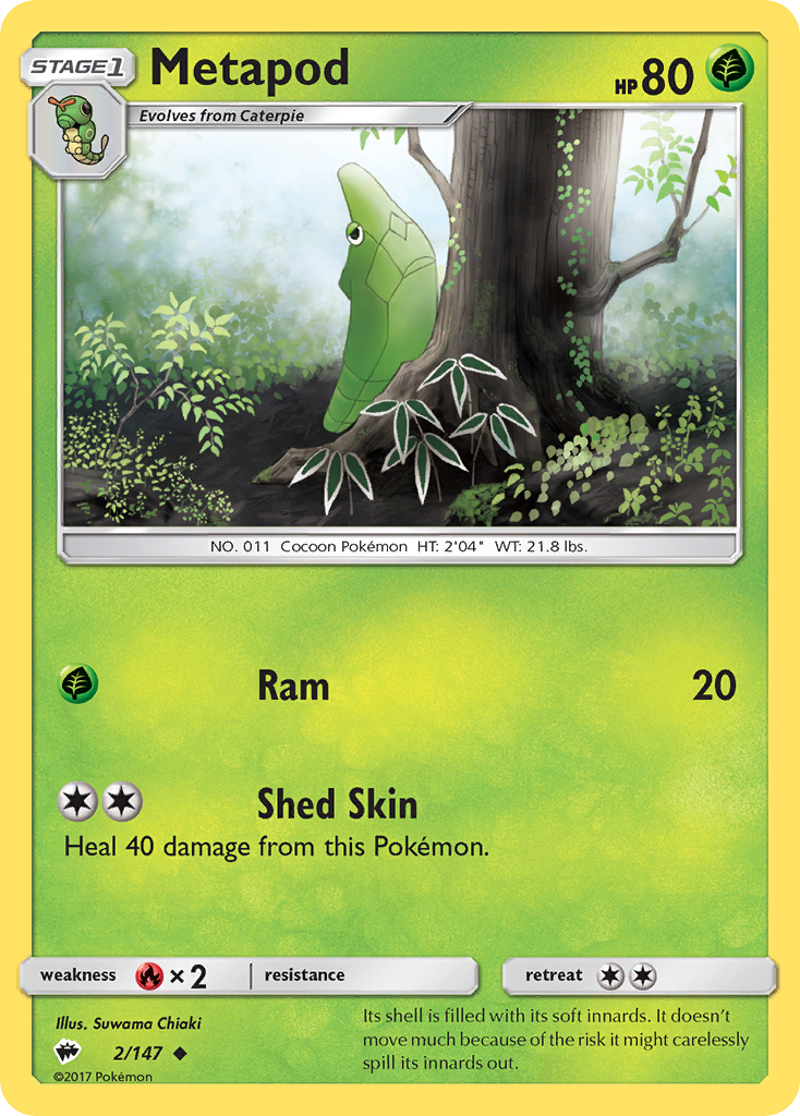 Metapod (2/147) [Sun & Moon: Burning Shadows] | Exor Games Truro