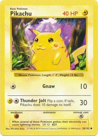 Pikachu (58/102) (Red Cheeks Misprint) [Base Set Shadowless Unlimited] | Exor Games Truro