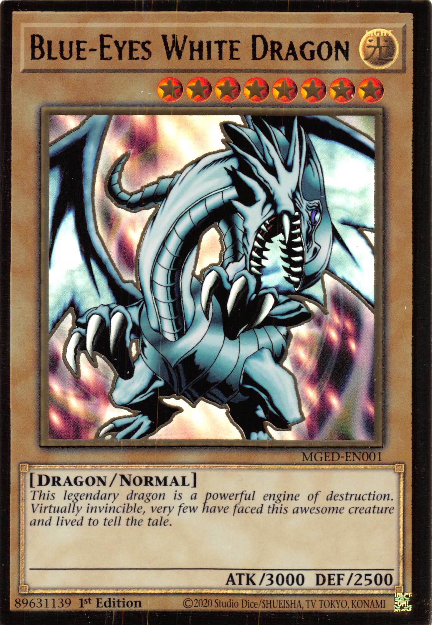 Blue-Eyes White Dragon (Alternate Art) [MGED-EN001] Gold Rare | Exor Games Truro