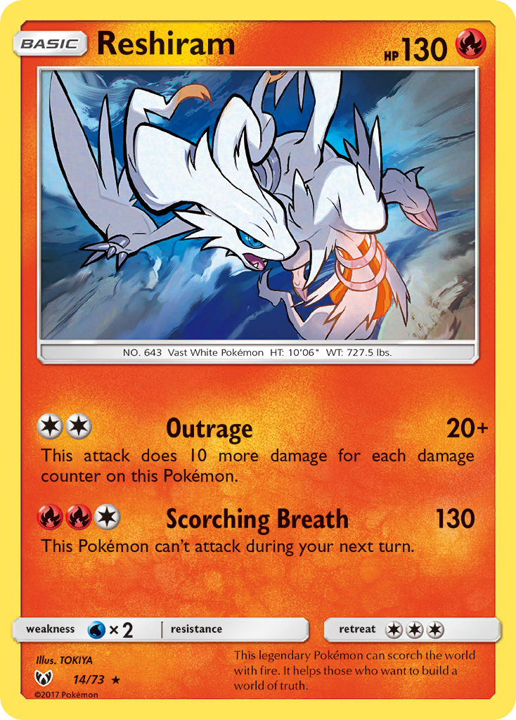 Reshiram (14/73) [Sun & Moon: Shining Legends] | Exor Games Truro