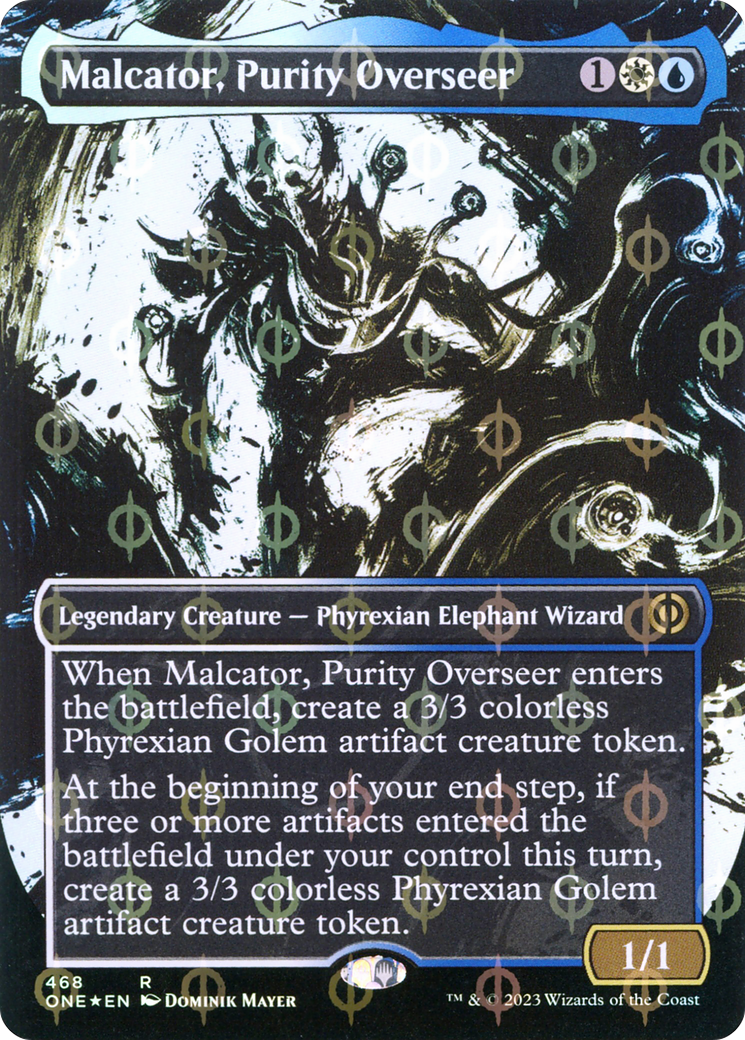 Malcator, Purity Overseer (Borderless Ichor Step-and-Compleat Foil) [Phyrexia: All Will Be One] | Exor Games Truro