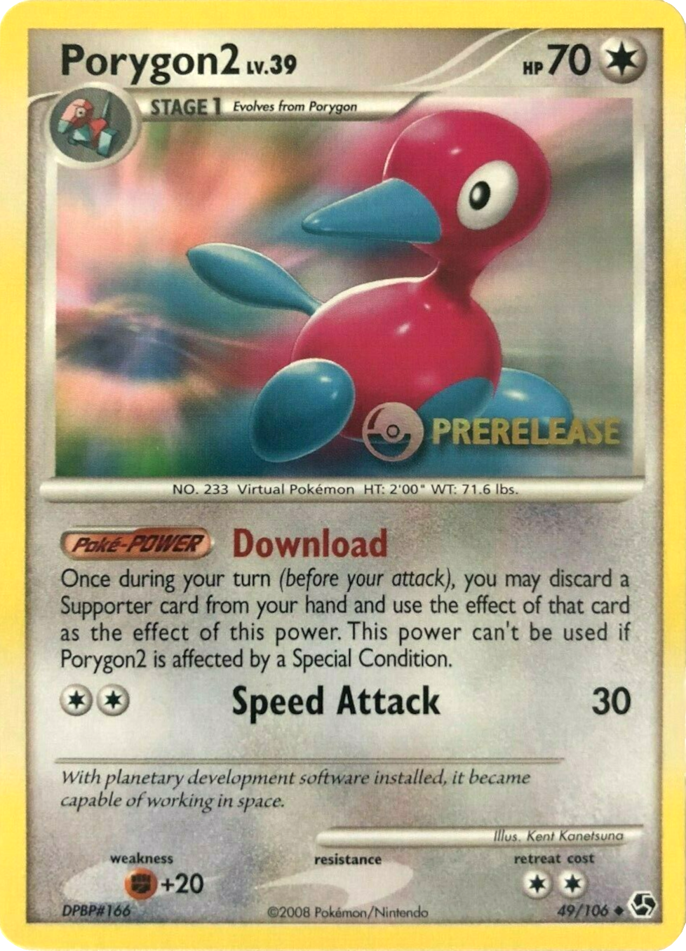 Porygon2 (49/106) (Prerelease Promo) [Diamond & Pearl: Black Star Promos] | Exor Games Truro