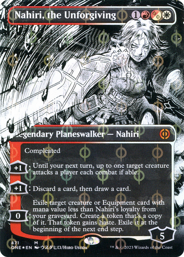 Nahiri, the Unforgiving (Borderless Manga Step-and-Compleat Foil) [Phyrexia: All Will Be One] | Exor Games Truro