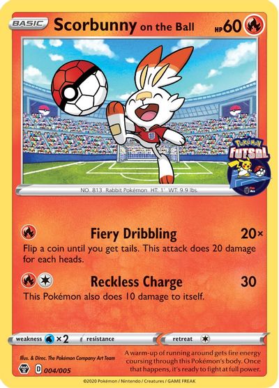 Scorbunny on the Ball (004/005) [Pokemon Futsal Collection] | Exor Games Truro