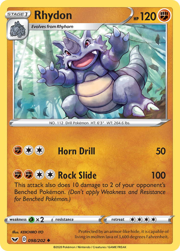 Rhydon (098/202) [Sword & Shield: Base Set] | Exor Games Truro