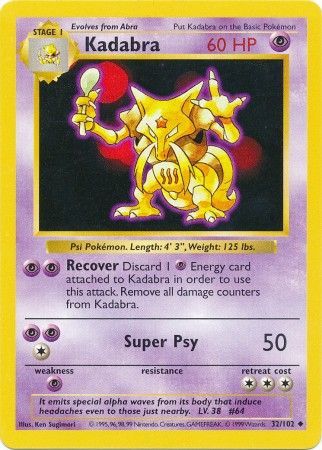 Kadabra (32/102) [Base Set Shadowless Unlimited] | Exor Games Truro