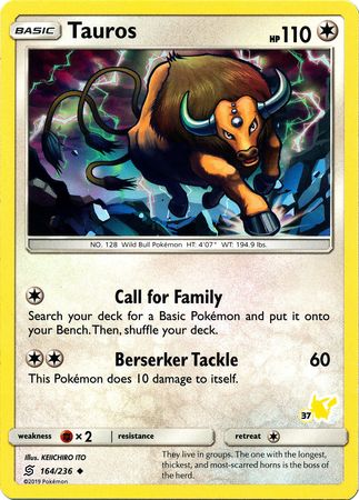 Tauros (164/236) (Pikachu Stamp #37) [Battle Academy 2020] | Exor Games Truro