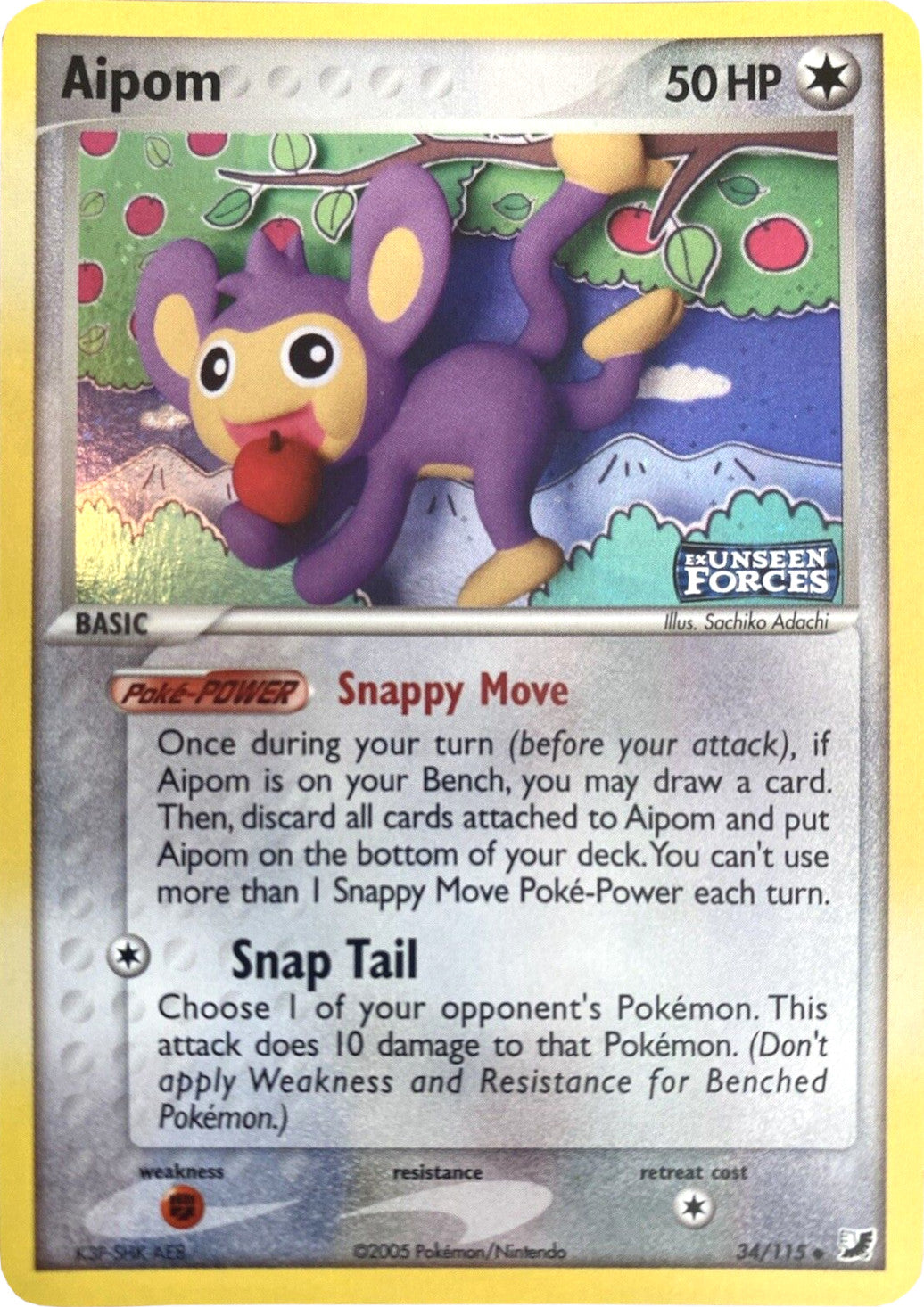 Aipom (34/115) (Stamped) [EX: Unseen Forces] | Exor Games Truro
